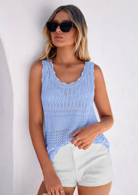 PRETTYGARDEN Womens Crochet Tank Tops Summer Spring Boho Sleeveless Cute Knit Sweater Vest Trendy Beach Vacation Clothes PRETTYGARDEN