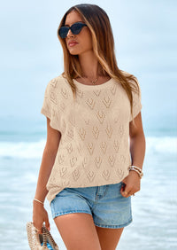 PRETTYGARDEN Women's Summer Sweater Vest Lightweight Knit Cap Sleeve Hollow Out Tank Tops Crochet Coverup Spring Outfits PRETTYGARDEN