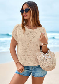 PRETTYGARDEN Women's Summer Sweater Vest Lightweight Knit Cap Sleeve Hollow Out Tank Tops Crochet Coverup Spring Outfits PRETTYGARDEN