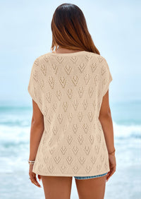 PRETTYGARDEN Women's Summer Sweater Vest Lightweight Knit Cap Sleeve Hollow Out Tank Tops Crochet Coverup Spring Outfits PRETTYGARDEN