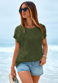 PRETTYGARDEN Women's Summer Sweater Vest Lightweight Knit Cap Sleeve Hollow Out Tank Tops Crochet Coverup Spring Outfits PRETTYGARDEN