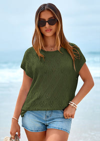 PRETTYGARDEN Women's Summer Sweater Vest Lightweight Knit Cap Sleeve Hollow Out Tank Tops Crochet Coverup Spring Outfits PRETTYGARDEN