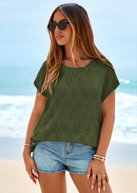 PRETTYGARDEN Women's Summer Sweater Vest Lightweight Knit Cap Sleeve Hollow Out Tank Tops Crochet Coverup Spring Outfits PRETTYGARDEN