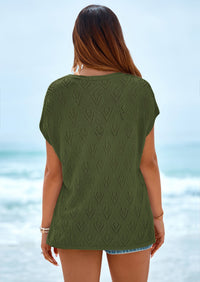 PRETTYGARDEN Women's Summer Sweater Vest Lightweight Knit Cap Sleeve Hollow Out Tank Tops Crochet Coverup Spring Outfits PRETTYGARDEN