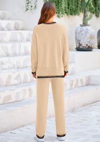 PRETTYGARDEN Women's 2 Piece Knit Sweater Outfit Casual Long Sleeve Pullover Wide Leg Pants Tracksuit Loungewear Set PRETTYGARDEN