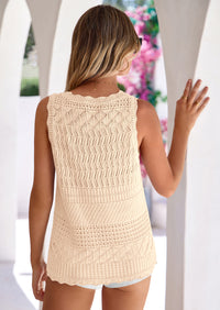 PRETTYGARDEN Womens Crochet Tank Tops Summer Spring Boho Sleeveless Cute Knit Sweater Vest Trendy Beach Vacation Clothes PRETTYGARDEN