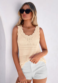 PRETTYGARDEN Womens Crochet Tank Tops Summer Spring Boho Sleeveless Cute Knit Sweater Vest Trendy Beach Vacation Clothes PRETTYGARDEN