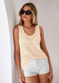 PRETTYGARDEN Womens Crochet Tank Tops Summer Spring Boho Sleeveless Cute Knit Sweater Vest Trendy Beach Vacation Clothes PRETTYGARDEN