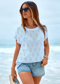 PRETTYGARDEN Women's Summer Sweater Vest Lightweight Knit Cap Sleeve Hollow Out Tank Tops Crochet Coverup Spring Outfits PRETTYGARDEN