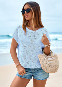 PRETTYGARDEN Women's Summer Sweater Vest Lightweight Knit Cap Sleeve Hollow Out Tank Tops Crochet Coverup Spring Outfits PRETTYGARDEN