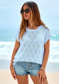 PRETTYGARDEN Women's Summer Sweater Vest Lightweight Knit Cap Sleeve Hollow Out Tank Tops Crochet Coverup Spring Outfits PRETTYGARDEN