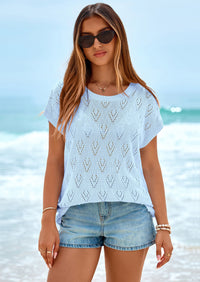 PRETTYGARDEN Women's Summer Sweater Vest Lightweight Knit Cap Sleeve Hollow Out Tank Tops Crochet Coverup Spring Outfits PRETTYGARDEN