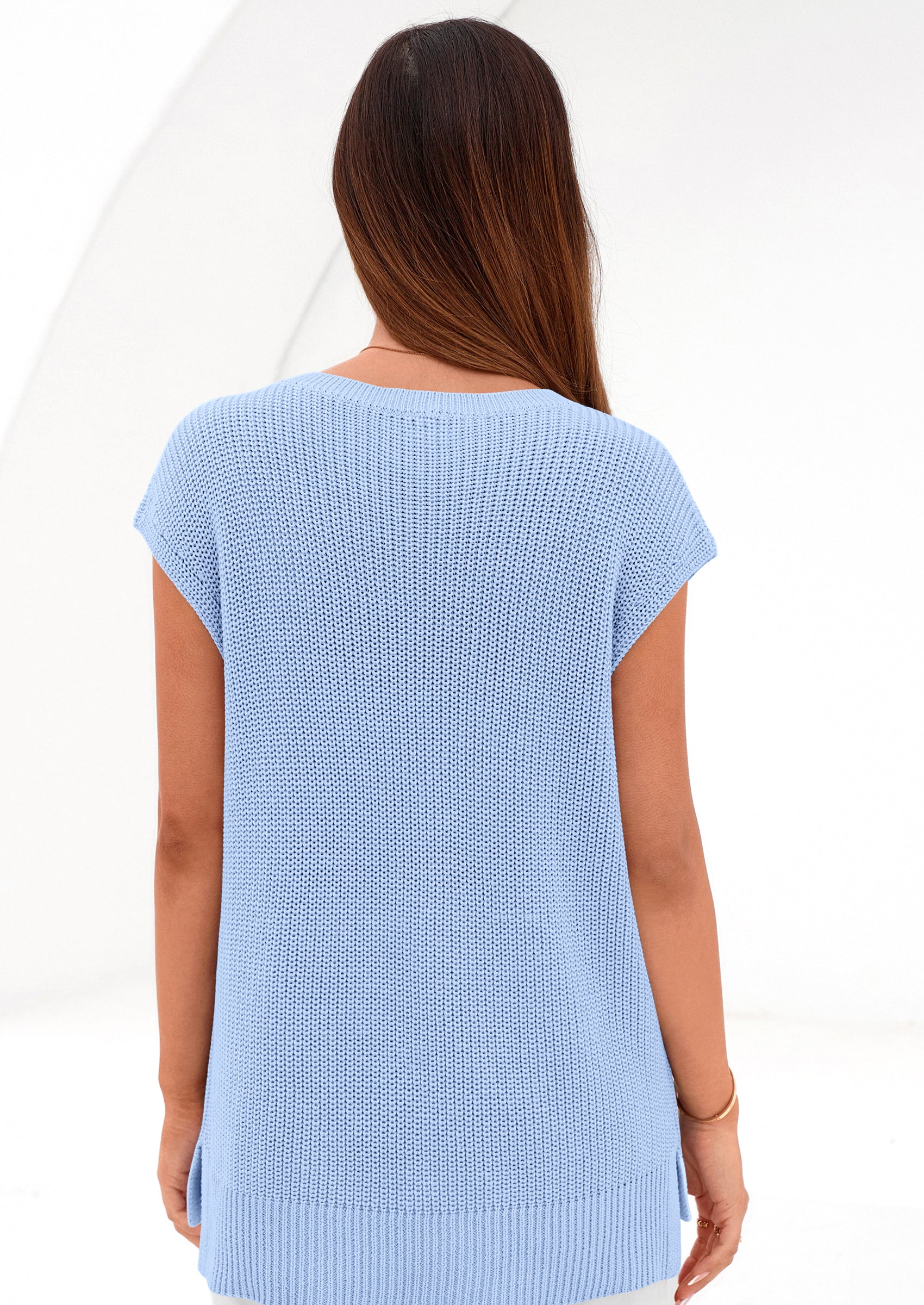 PRETTYGARDEN Women's Lightweight Sweaters Vest Spring Trendy Cap Sleeve V Neck Knit Tank Tops Summer Going Out Outfits PRETTYGARDEN