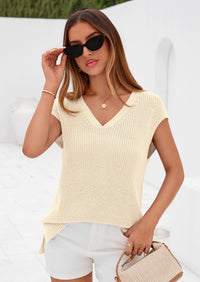 PRETTYGARDEN Women's Lightweight Sweaters Vest Spring Trendy Cap Sleeve V Neck Knit Tank Tops Summer Going Out Outfits PRETTYGARDEN