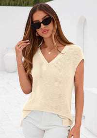 PRETTYGARDEN Women's Lightweight Sweaters Vest Spring Trendy Cap Sleeve V Neck Knit Tank Tops Summer Going Out Outfits PRETTYGARDEN