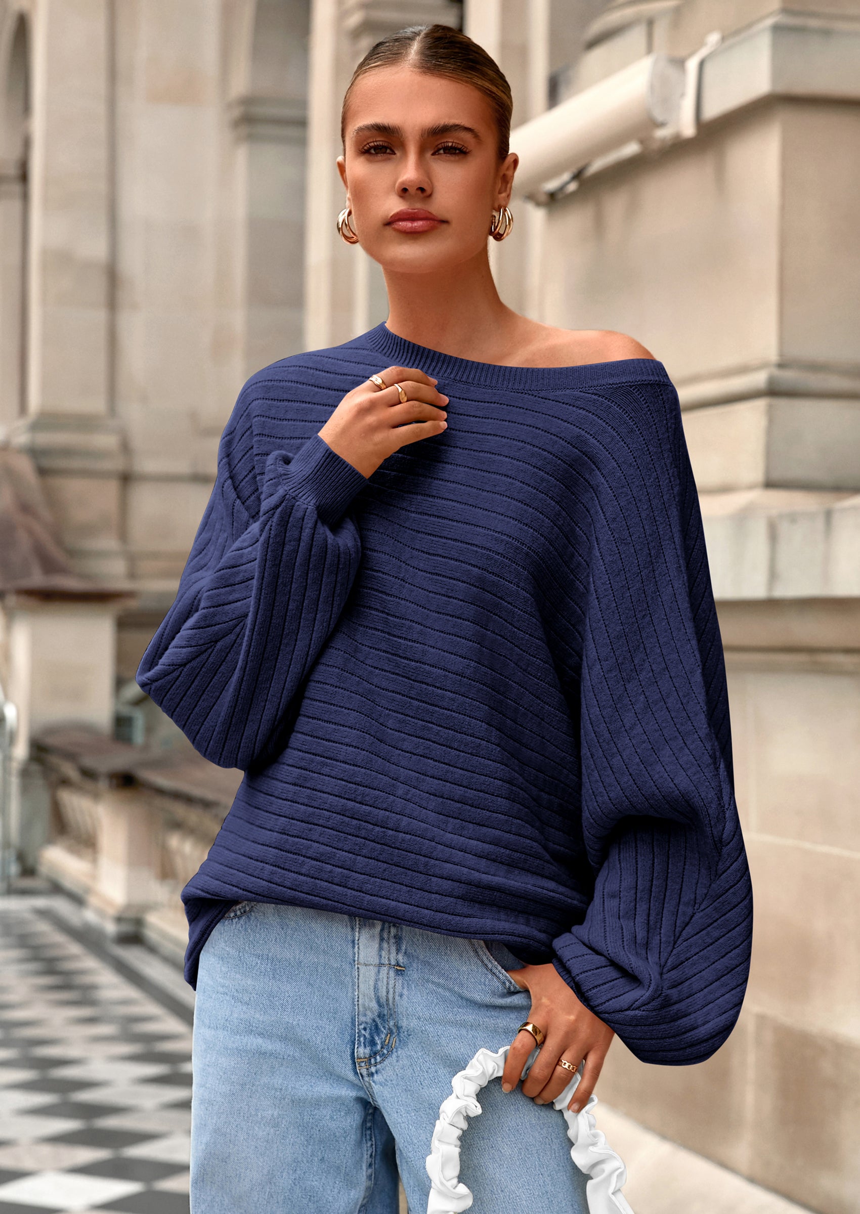 PRETTYGARDEN Fall Sweaters for Women Oversized Boat Neck Pullover Long Sleeve Knit Tops Cozy Winter Fashion Clothing