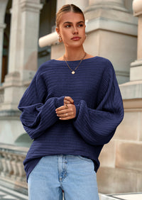 PRETTYGARDEN Fall Sweaters for Women Oversized Boat Neck Pullover Long Sleeve Knit Tops Cozy Winter Fashion Clothing