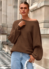 PRETTYGARDEN Fall Sweaters for Women Oversized Boat Neck Pullover Long Sleeve Knit Tops Cozy Winter Fashion Clothing