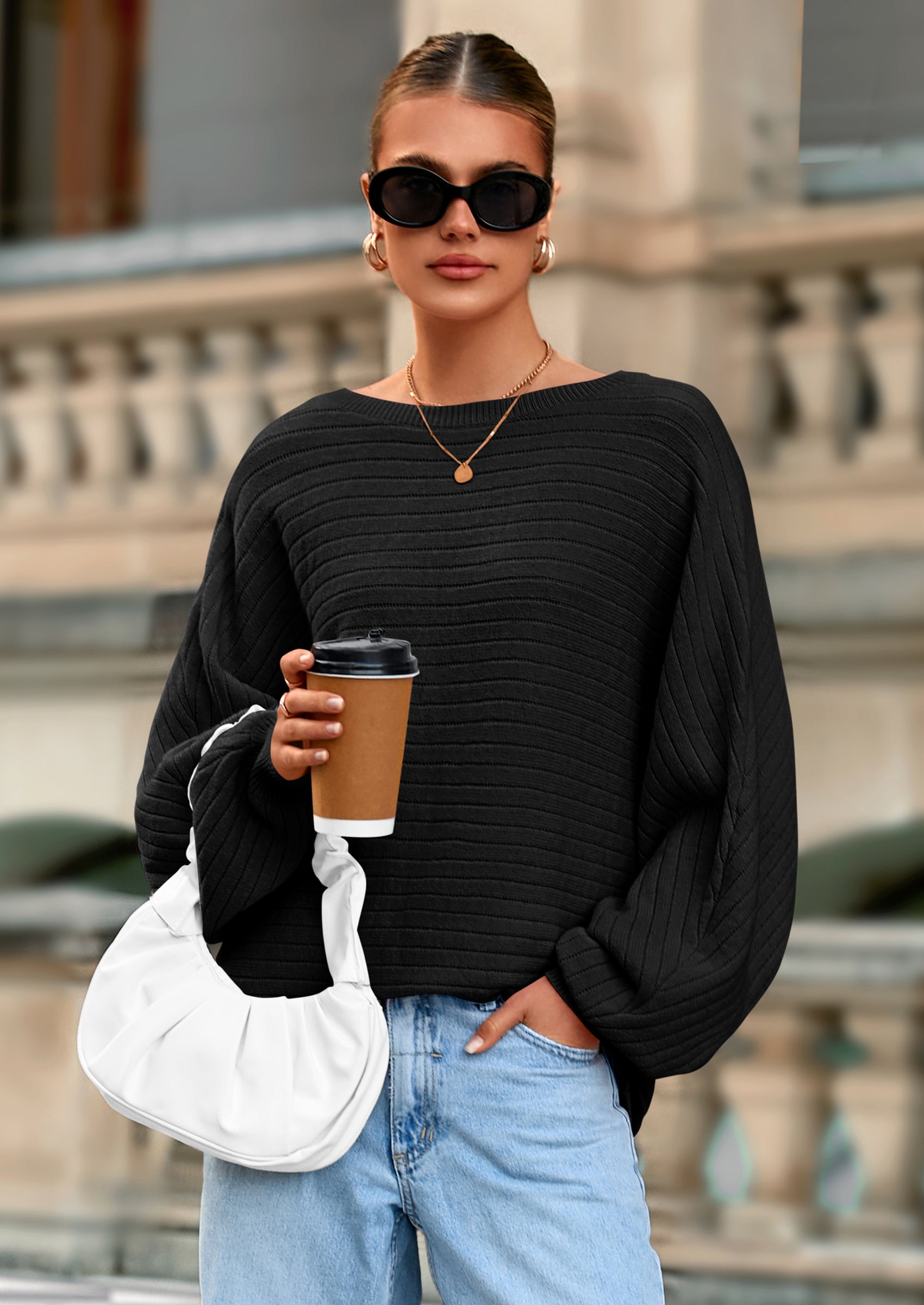 PRETTYGARDEN Fall Sweaters for Women Oversized Boat Neck Pullover Long Sleeve Knit Tops Cozy Winter Fashion Clothing