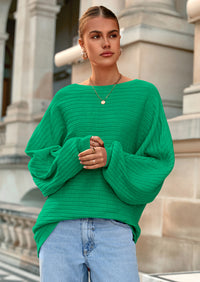 PRETTYGARDEN Fall Sweaters for Women Oversized Boat Neck Pullover Long Sleeve Knit Tops Cozy Winter Fashion Clothing