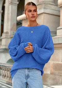 PRETTYGARDEN Fall Sweaters for Women Oversized Boat Neck Pullover Long Sleeve Knit Tops Cozy Winter Fashion Clothing