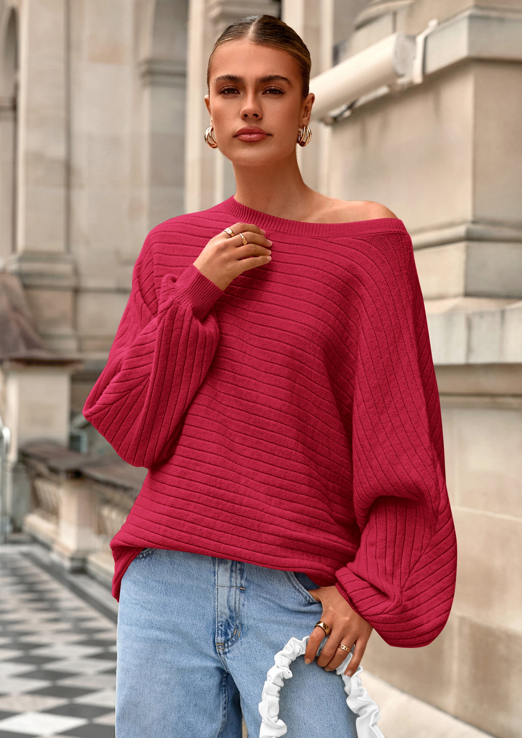 PRETTYGARDEN Fall Sweaters for Women Oversized Boat Neck Pullover Long Sleeve Knit Tops Cozy Winter Fashion Clothing