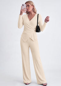 PRETTYGARDEN Women Fall 2 Piece LoungeWear Pant Sets