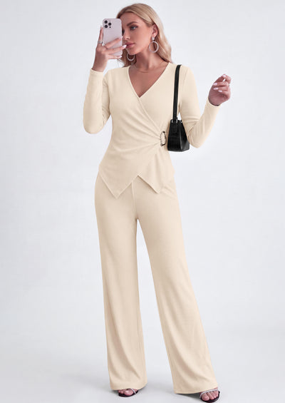 PRETTYGARDEN Women Fall 2 Piece LoungeWear Pant Sets
