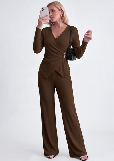 PRETTYGARDEN Women Fall 2 Piece LoungeWear Pant Sets