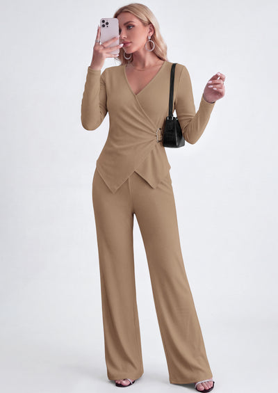 PRETTYGARDEN Women Fall 2 Piece LoungeWear Pant Sets