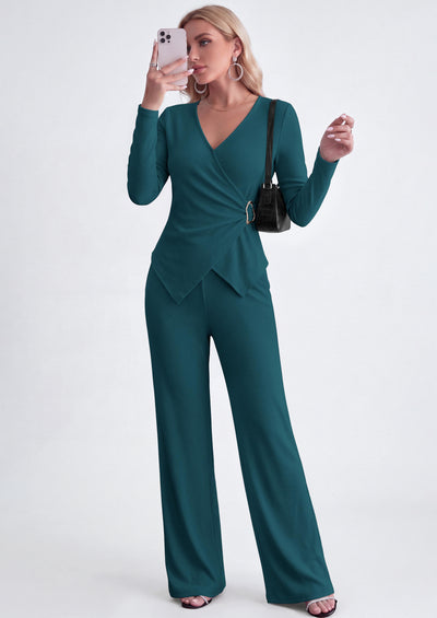PRETTYGARDEN Women Fall 2 Piece LoungeWear Pant Sets
