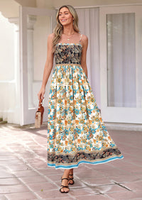 PRETTYGARDEN Womens Floral Maxi Dress Boho Casual Summer Spaghetti Strap Smocked Sleeveless Flowy Beach Vacation Dresses