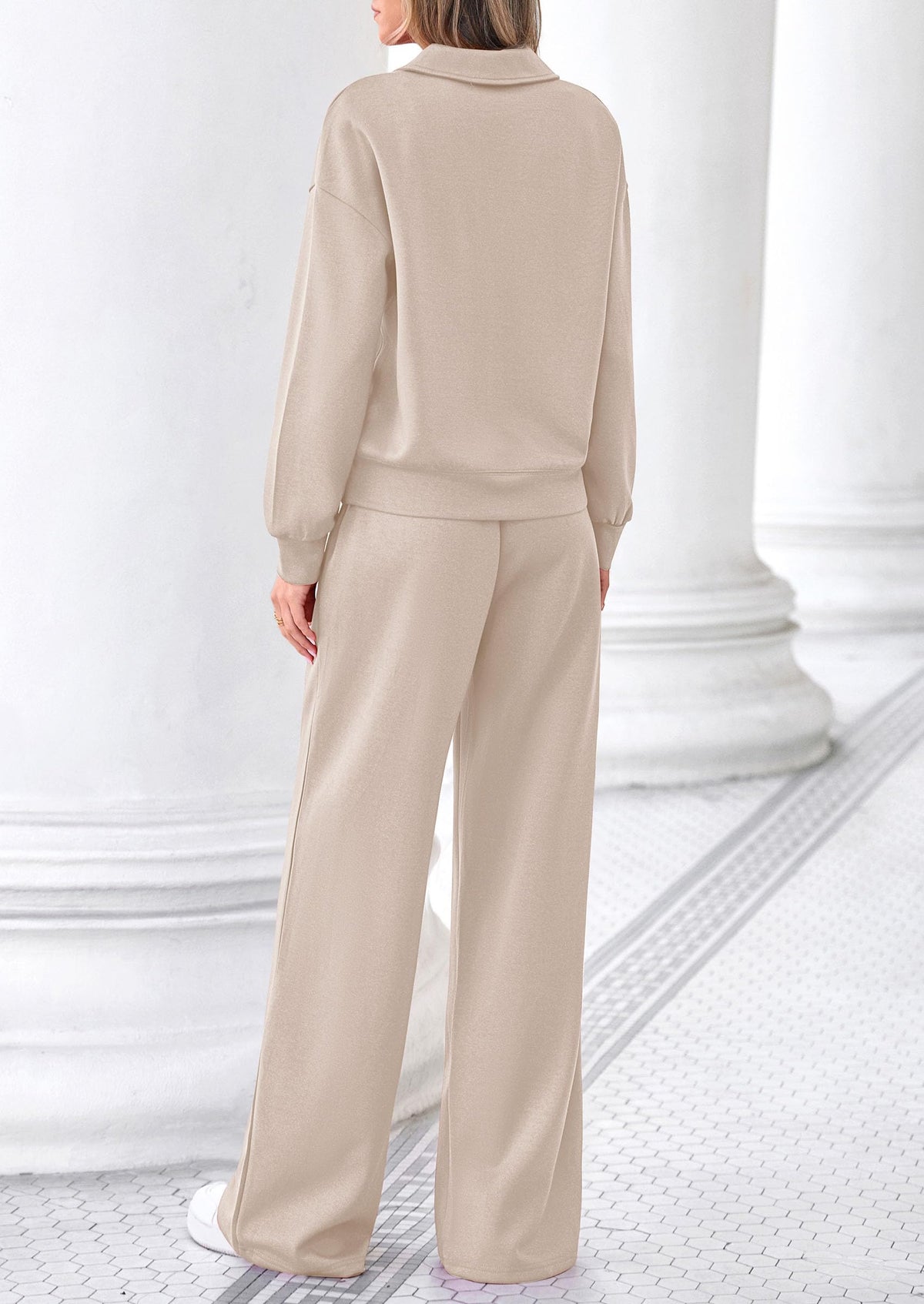 PRETTYGARDEN Womens Sweatsuits 2 Piece Outfits Matching Sets | Wide Leg Sweatpants & Polo V Neck Sweatshirt, Lounge Set, Comfy Airport Travel Outfits, Track suits, Fall Winter Clothes