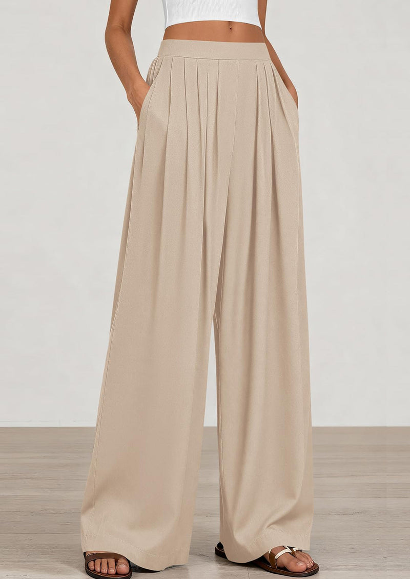 PRETTYGARDEN Loose Fit Wide Leg Pants Woman High Waisted Flowy Comfy Palazzo Pants for Women Work Trousers Spring Fashion PRETTYGARDEN