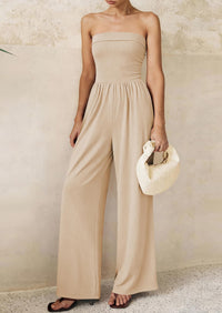 PRETTYGARDEN Tube Jumpsuits for Women Dressy Casual Off Shoulder Wide Leg Rompers Jumper One Piece Vacation Summer Outfits PRETTYGARDEN