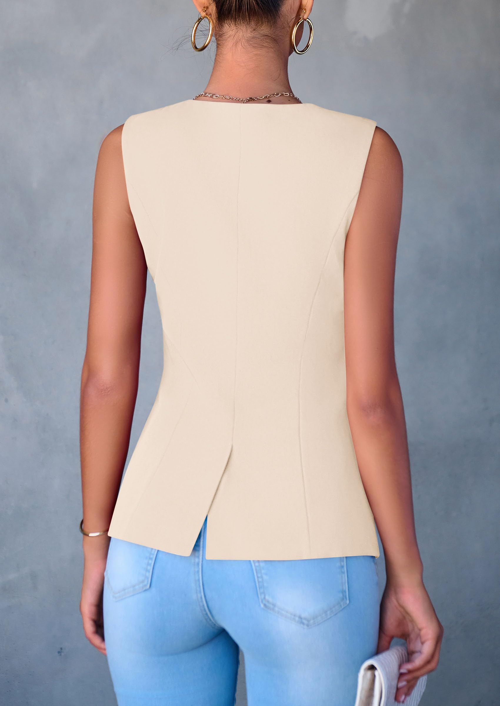 PRETTYGARDEN Women's Suit Vest Tops Summer Dressy Casual Business Button Sleeveless Trendy Fashion Blazer Waistcoat