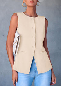 Women's Summer Suit Vest Tops 2025 Dressy Business Casual Sleeveless Button Down Trendy Fashion Blazer Waistcoat