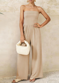 PRETTYGARDEN Tube Jumpsuits for Women Dressy Casual Off Shoulder Wide Leg Rompers Jumper One Piece Vacation Summer Outfits PRETTYGARDEN