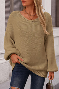 Fall Sweaters Chunky Loose Long Sleeve V Neck Oversized Dressy Casual Knit Pullover Tops