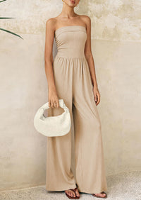 PRETTYGARDEN Tube Jumpsuits for Women Dressy Casual Off Shoulder Wide Leg Rompers Jumper One Piece Vacation Summer Outfits PRETTYGARDEN