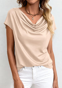 PRETTYGARDEN Blouses for Women Dressy Casual 2026 Summer Cowl Neck Short Sleeve Tops Spring Work Office Teacher Shirts PRETTYGARDEN