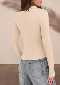 PRETTYGARDEN Womens Button Down Shirts V Neck Collared Ruched Slim Fit Long Sleeve Shirt Casual Fall Fashion Ladies Tops PRETTYGARDEN