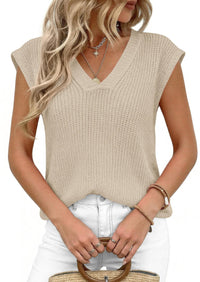 PRETTYGARDEN Women's Lightweight Sweaters Vest Spring Trendy Cap Sleeve V Neck Knit Tank Tops Summer Going Out Outfits PRETTYGARDEN