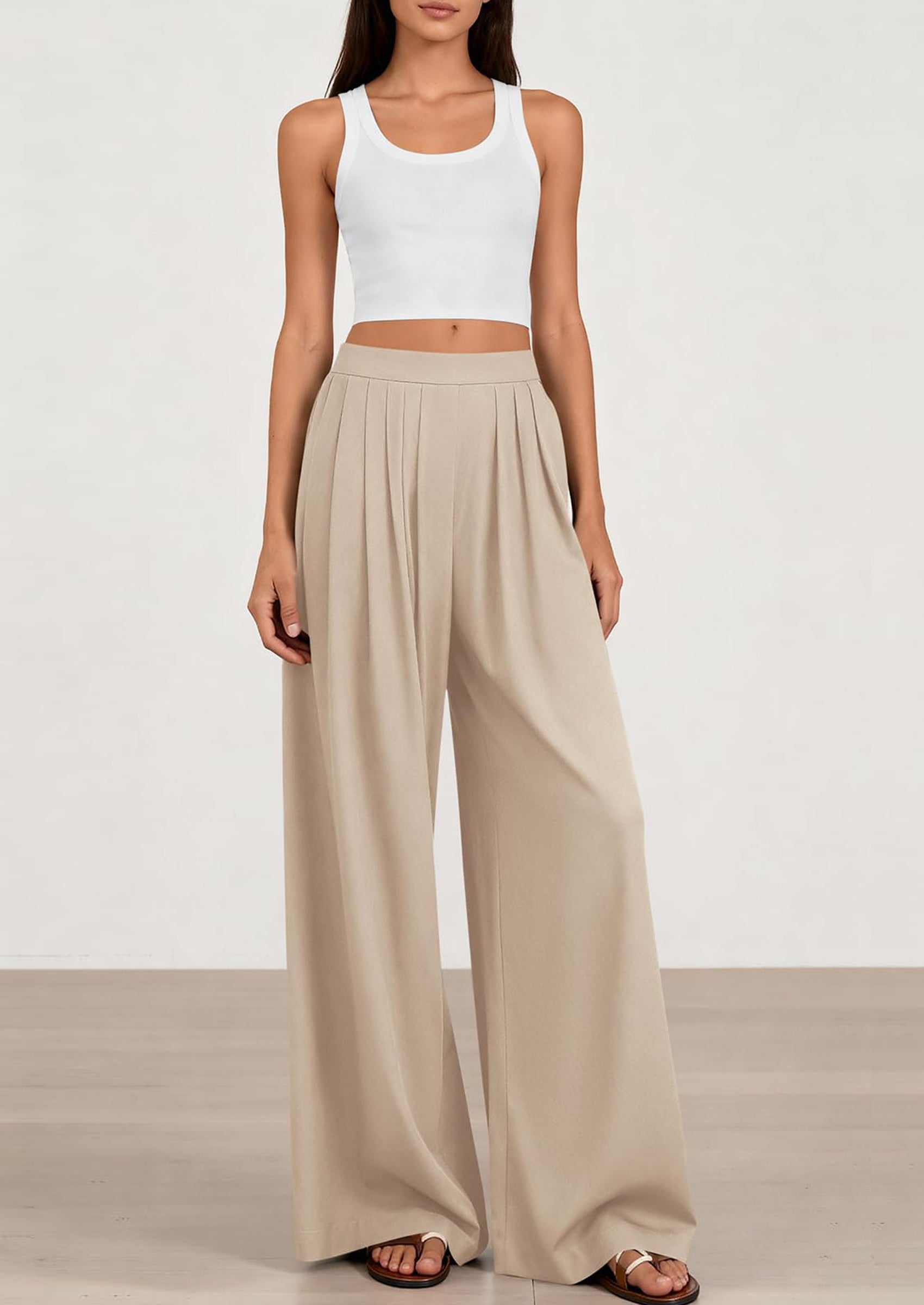 loose fitting dress pants women Elegant Women's Solid Color High Waist Ankle Length Straight Leg Dress Pants For Wear Loose Fitting Pants for Women Casual Trouser Pants for Women