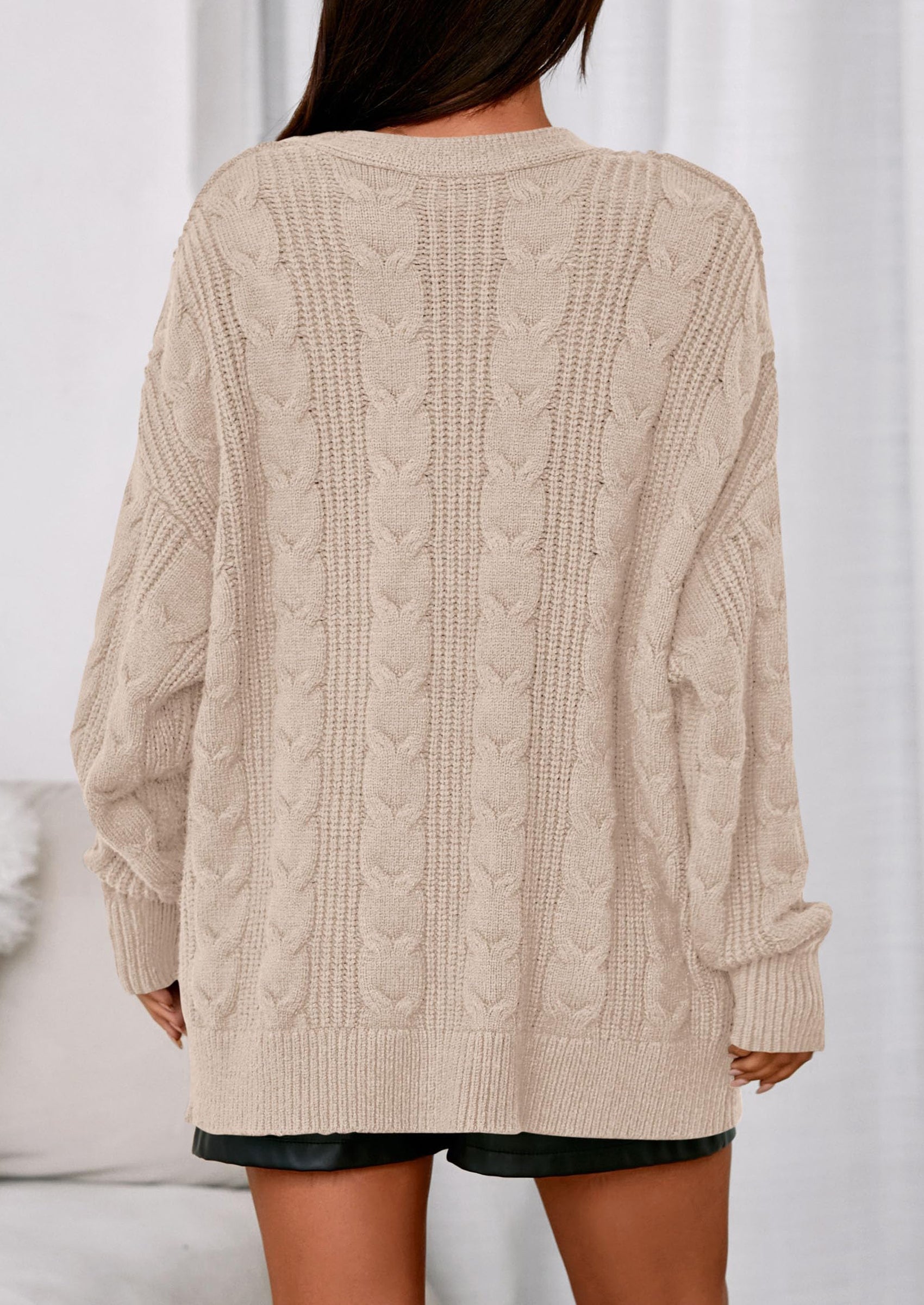 PRETTYGARDEN Women's Cable Knit Sweaters Fall Oversized Chunky Open Front Long Sleeve Cardigan Winter Coats