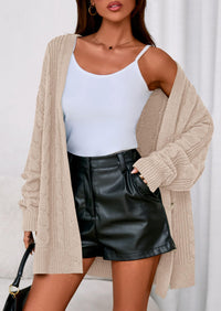 PRETTYGARDEN Women's Cable Knit Sweaters Fall Oversized Chunky Open Front Long Sleeve Cardigan Winter Coats