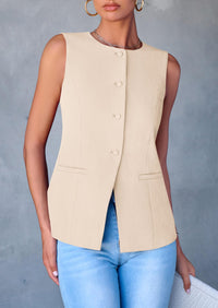 Women's Summer Suit Vest Tops 2025 Dressy Business Casual Sleeveless Button Down Trendy Fashion Blazer Waistcoat