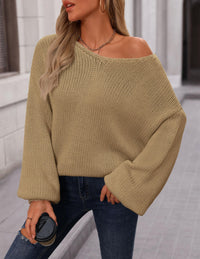 Fall Sweaters Chunky Loose Long Sleeve V Neck Oversized Dressy Casual Knit Pullover Tops