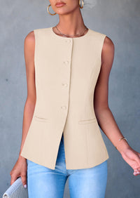 Women's Summer Suit Vest Tops 2025 Dressy Business Casual Sleeveless Button Down Trendy Fashion Blazer Waistcoat