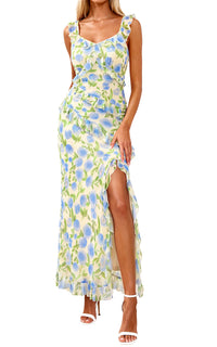 PRETTYGARDEN Women's Summer Spaghetti Strap Maxi Dress Sleeveless Side Slit Mesh Cocktail Dresses Beach Vacation Sundress PRETTYGARDEN